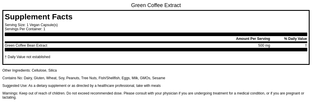 Green Coffee Extract 500mg