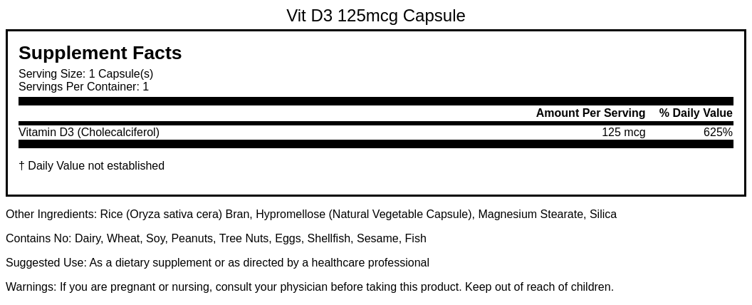 Vitamin D3 125mcg
