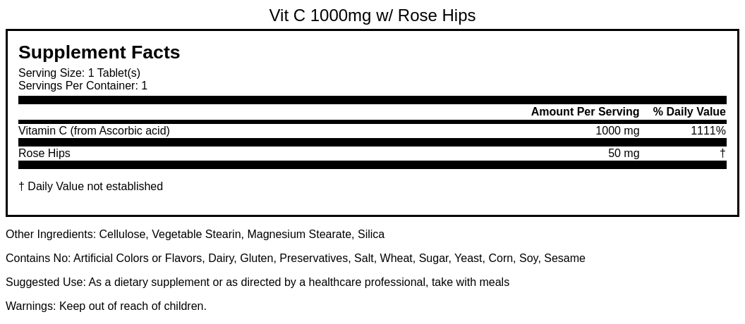 Vitamin C-1000mg w/Rose Hips Tablet
